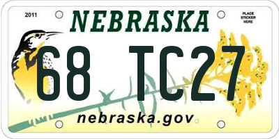 NE license plate 68TC27