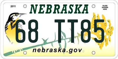 NE license plate 68TT85