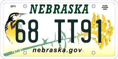 NE license plate 68TT91