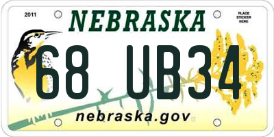 NE license plate 68UB34