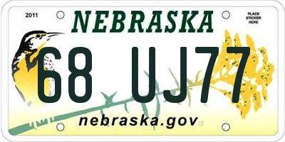 NE license plate 68UJ77