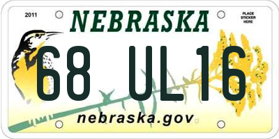 NE license plate 68UL16