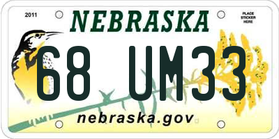 NE license plate 68UM33