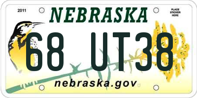 NE license plate 68UT38