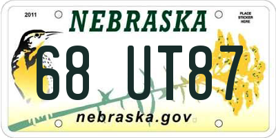 NE license plate 68UT87