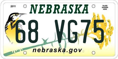 NE license plate 68VG75