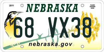 NE license plate 68VX38