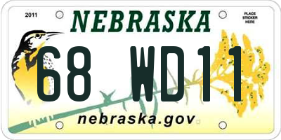 NE license plate 68WD11
