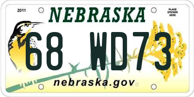 NE license plate 68WD73