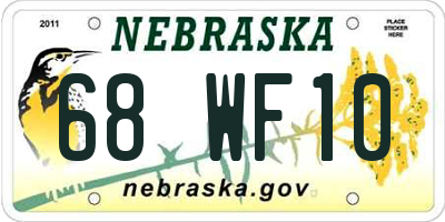 NE license plate 68WF10