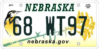 NE license plate 68WT97