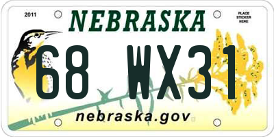 NE license plate 68WX31
