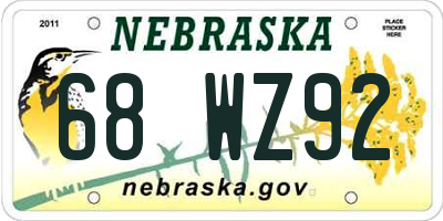 NE license plate 68WZ92