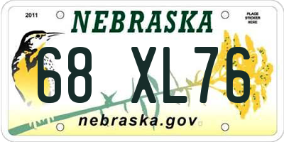 NE license plate 68XL76