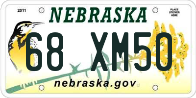 NE license plate 68XM50