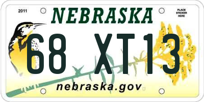 NE license plate 68XT13