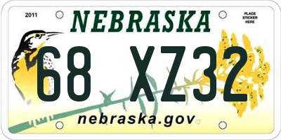 NE license plate 68XZ32