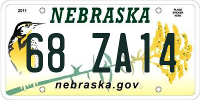 NE license plate 68ZA14