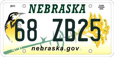 NE license plate 68ZB25