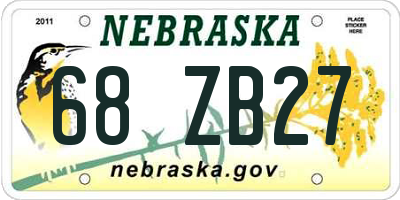 NE license plate 68ZB27