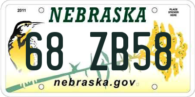 NE license plate 68ZB58
