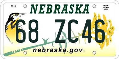 NE license plate 68ZC46