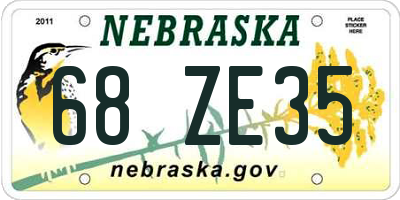 NE license plate 68ZE35