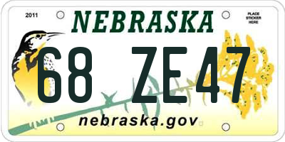NE license plate 68ZE47