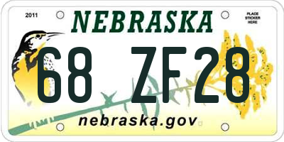 NE license plate 68ZF28