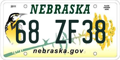 NE license plate 68ZF38