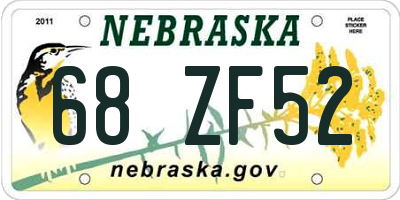 NE license plate 68ZF52