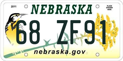 NE license plate 68ZF91