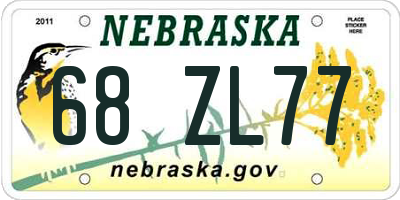 NE license plate 68ZL77