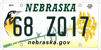NE license plate 68ZQ17