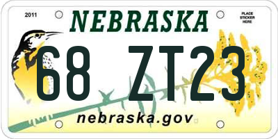 NE license plate 68ZT23
