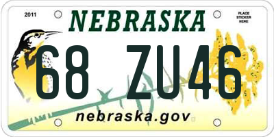 NE license plate 68ZU46