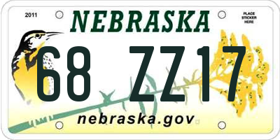 NE license plate 68ZZ17