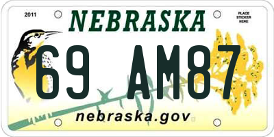 NE license plate 69AM87