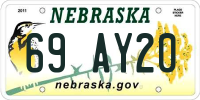 NE license plate 69AY20
