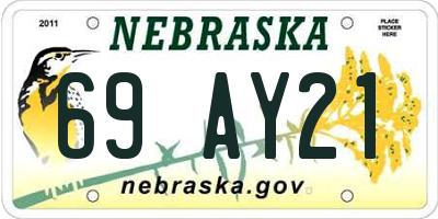NE license plate 69AY21