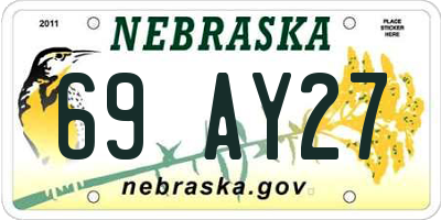 NE license plate 69AY27