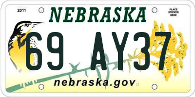 NE license plate 69AY37