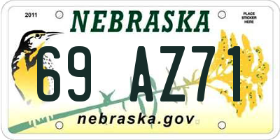 NE license plate 69AZ71
