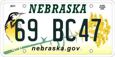 NE license plate 69BC47