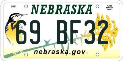 NE license plate 69BF32