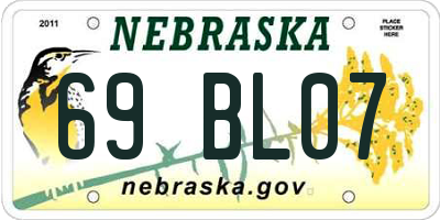 NE license plate 69BL07