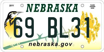 NE license plate 69BL31