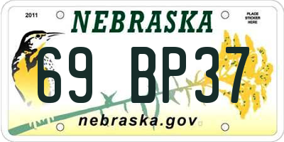 NE license plate 69BP37