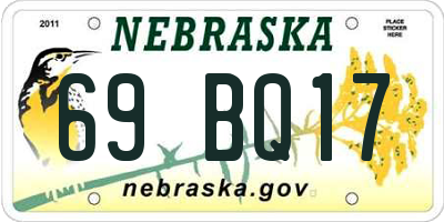 NE license plate 69BQ17