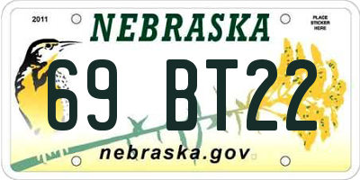 NE license plate 69BT22